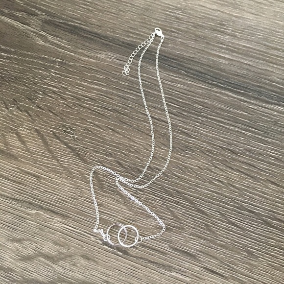 Karma Dainty Two Circle Silver Toned Necklace - Picture 6 of 8